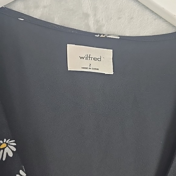 Aritzia Wilfred Daisy Floral Mini Dress 2 Black Grunge Full Button-Front Sheer - Picture 9 of 11